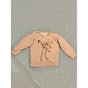 Soft Gallery Chaz‎ Sweatshirt Kids 6Y Sequin Embroidered Flamingo Pullover Peach